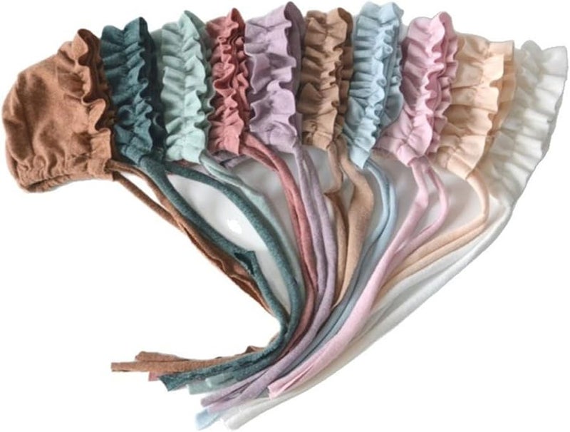 White Newborn Photography Hat Soft Spandex Baby Lace Rope Tied Comfortable Photoshoot - Image 4